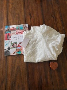 White Sequin Short Sleeve Women's Blouse